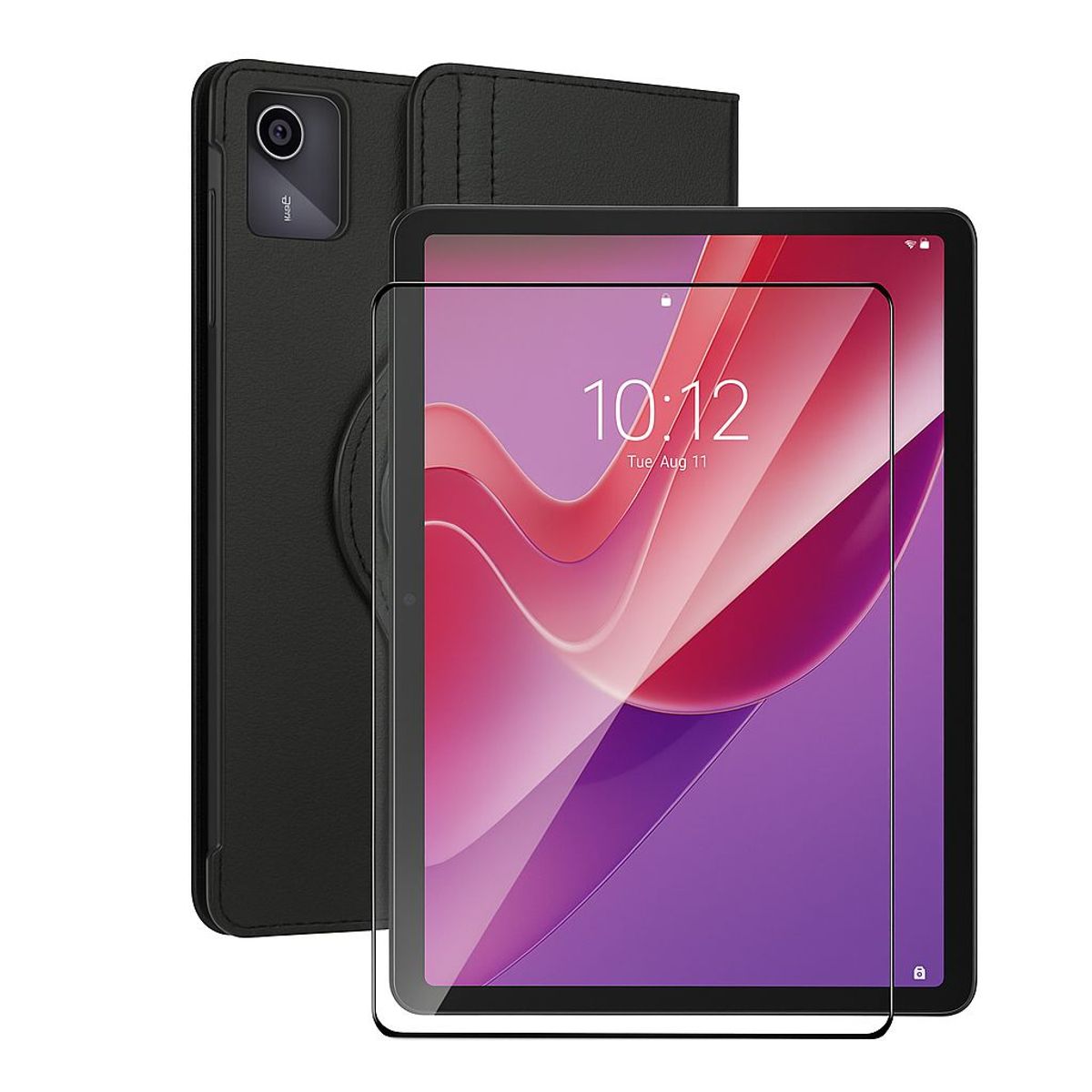 GENERICO - Carcasa Funda Giratoria Para Tablet Lenovo M11 11 Negro + Vidrio