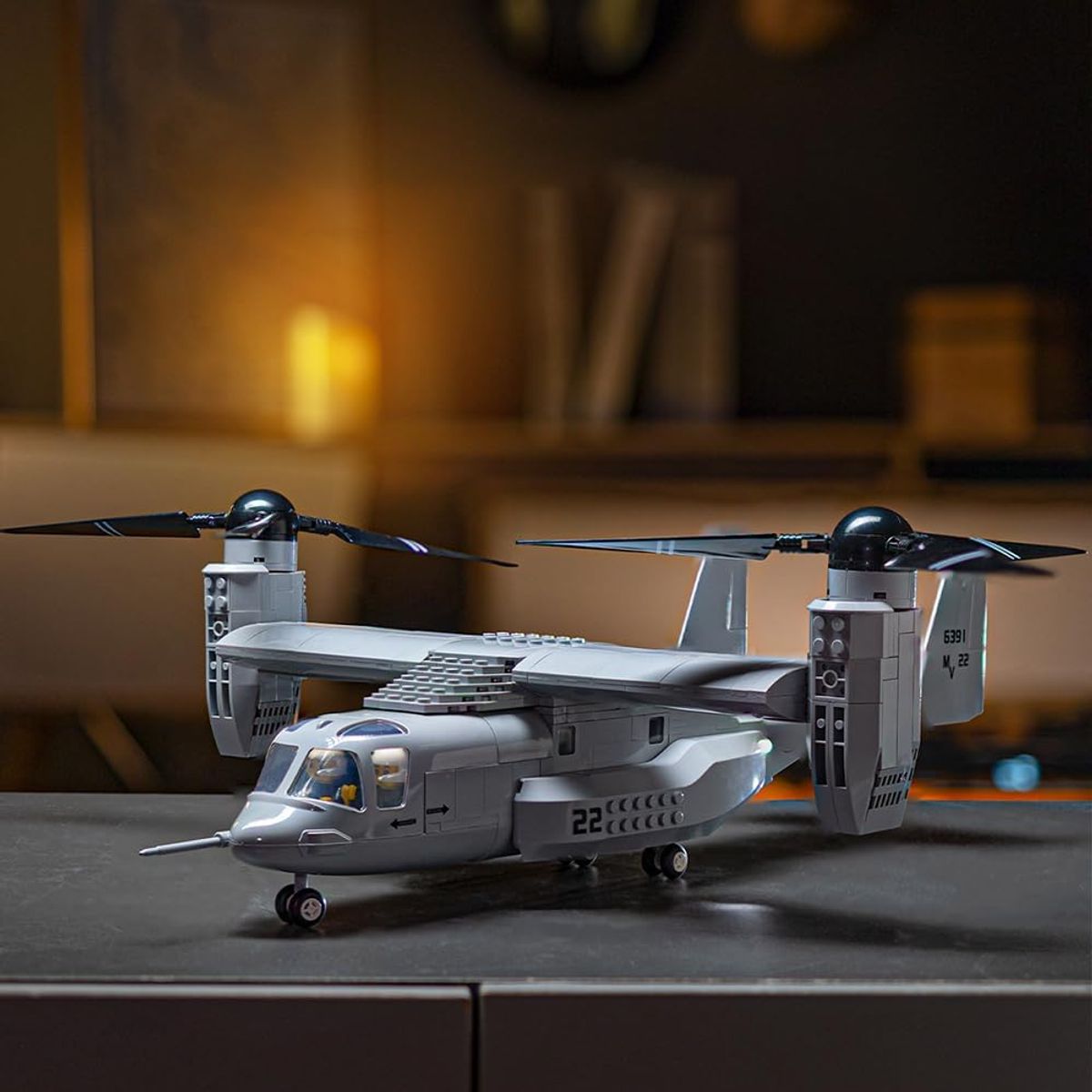 AZULAMAR - Juguete Bloque Avión Osprey Combate Fighter Militar V22 Tiltrotor