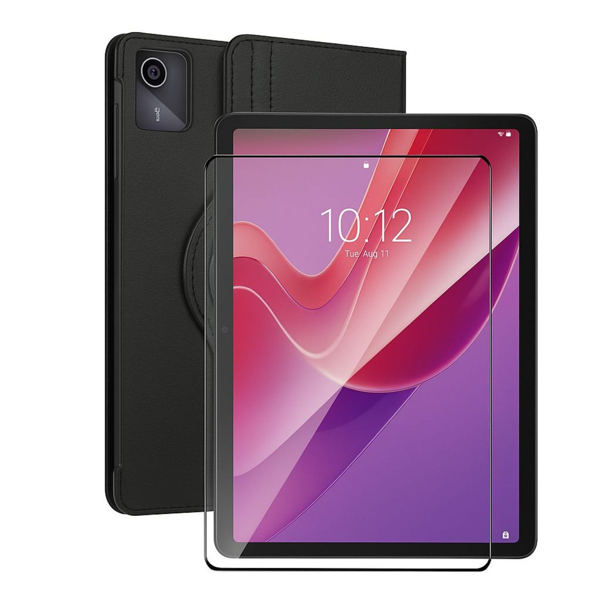 GENERICO - Carcasa Funda Giratoria Para Tablet Lenovo K11 11 Negro + Vidrio