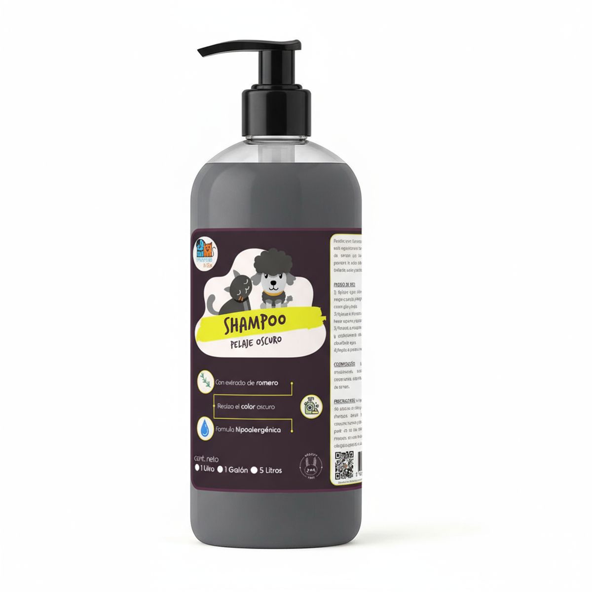 MASCOKITS - Super Shampoo Pelaje Negro Orgánico 1 Lit Perros & Mascotas