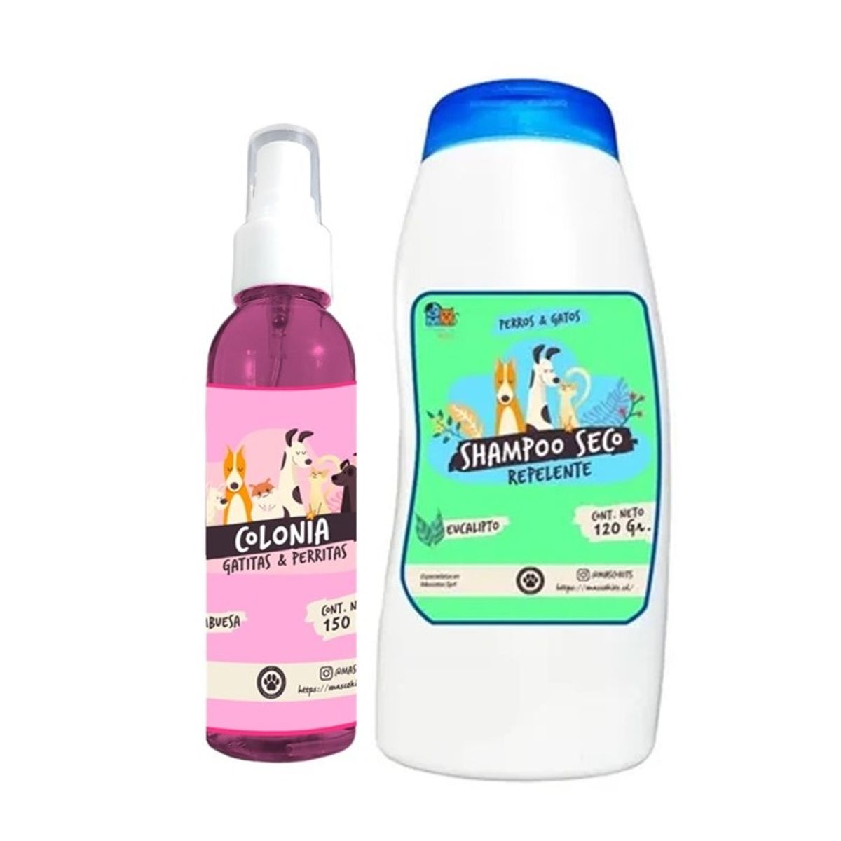 MASCOKITS - Kit Para Perro Shampoo Seco  Colonia Frambuesa-Eucalipto
