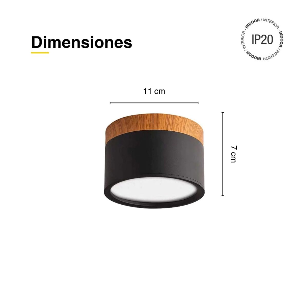 DEMASLED - Aplique LED Negro y Madera 12W 110x70mm