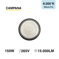 DEMASLED - Campana LED High Bay 85-265V 150W Blanco Frío 15000lm IP65