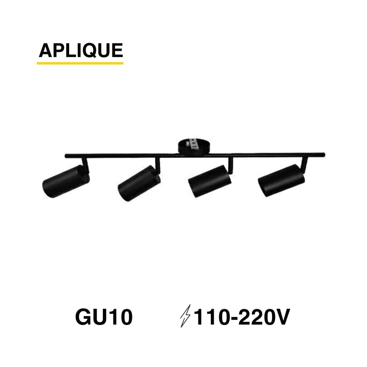 DEMASLED - Aplique Móvil Negro para 4 Ampolletas GU10 110-220V AC IP20
