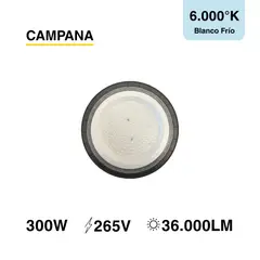 DEMASLED - Campana LED High Bay 220V 300W Blanco Frío 6000K 36000lm IP65