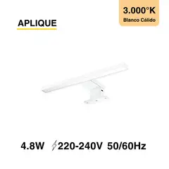 DEMASLED - Aplique de Pared LED 30cm Blanco Lineal Blanco Cálido 3000K IP44
