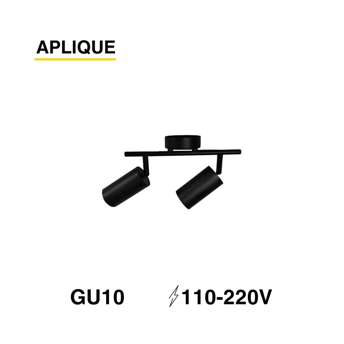 DEMASLED - Aplique Móvil Negro para 2 Ampolletas GU10 110-220V AC IP20