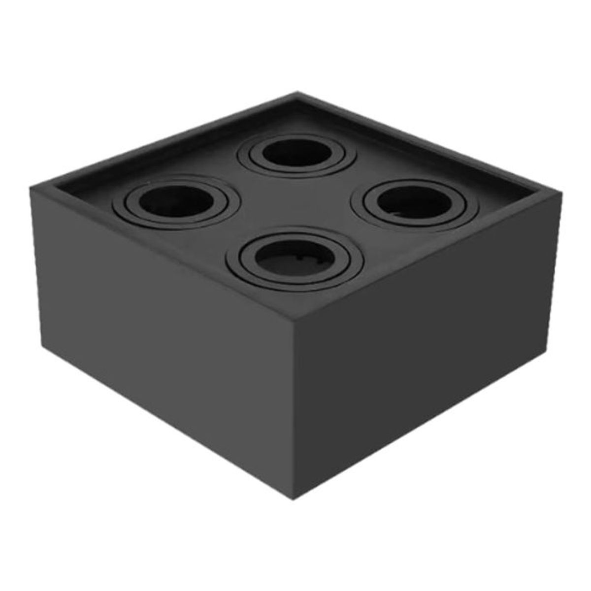 DEMASLED - Spot Negro Móvil de 20x20x10cm para 4 Ampolletas GU10