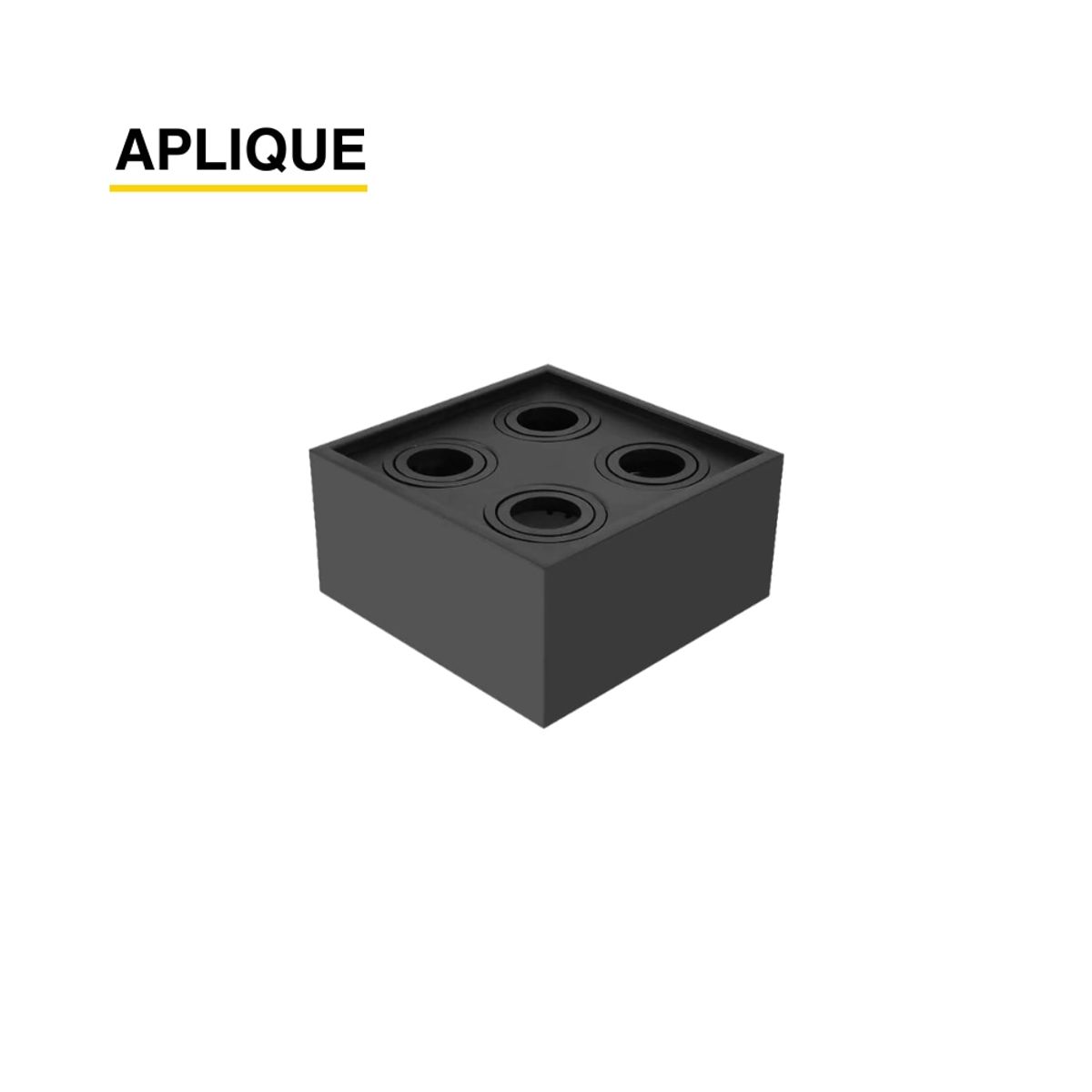 DEMASLED - Spot Negro Móvil de 20x20x10cm para 4 Ampolletas GU10