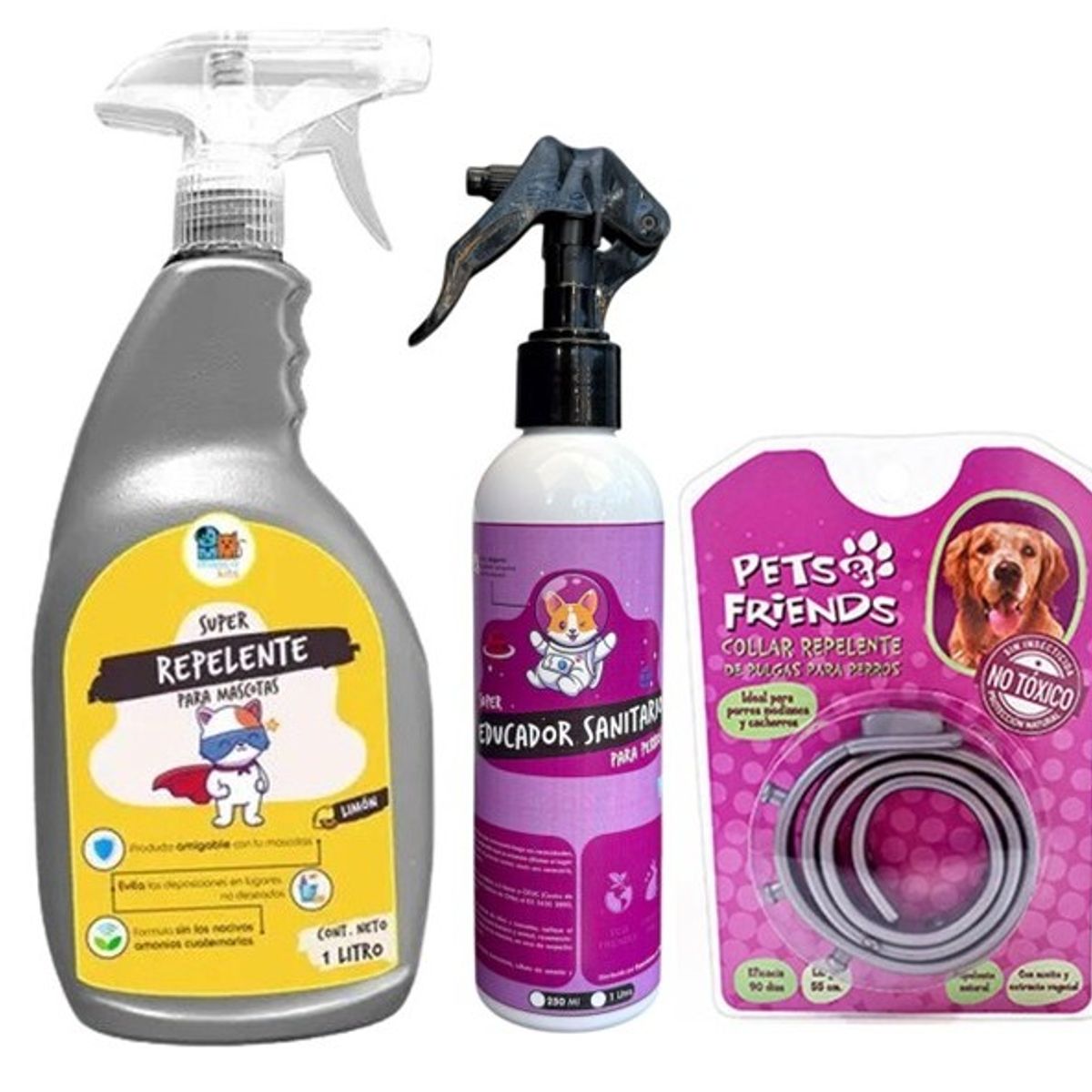 MASCOKITS - Kit Perro Collar Anti Pulgas Repelente  Educador Sanitario