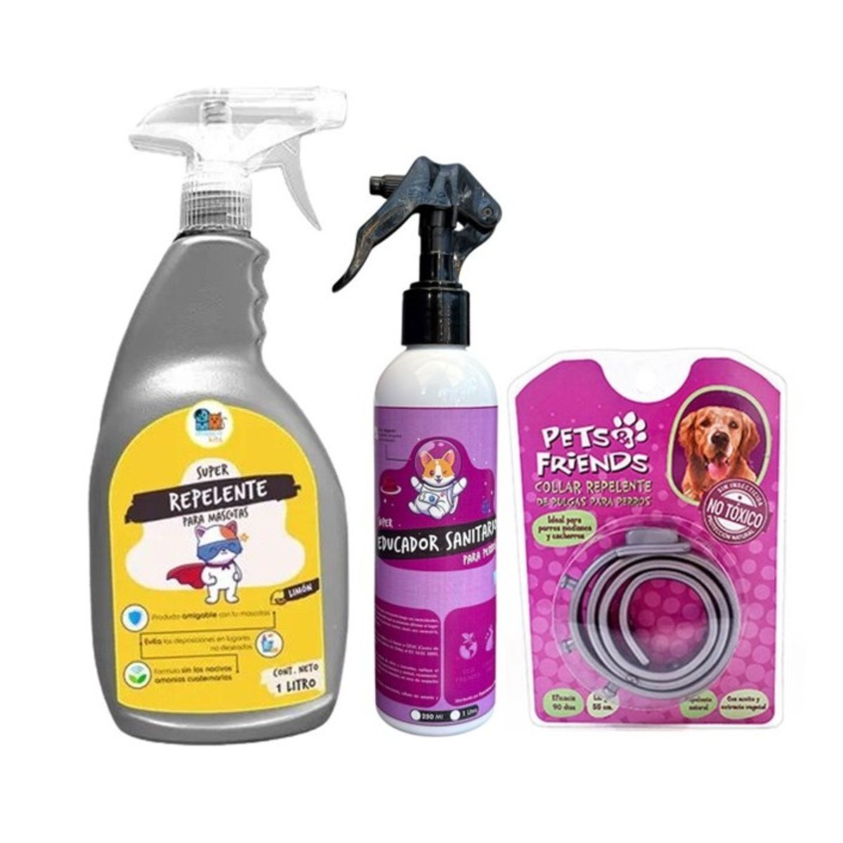 MASCOKITS - Kit Perro Collar Anti Pulgas Repelente  Educador Sanitario