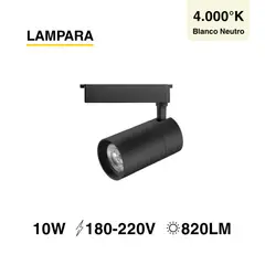 DEMASLED - Lámpara LED Track Light de 5x10cm 10W 820lm Blanco Neutro 220V