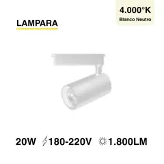 DEMASLED - Lámpara LED Blanco Track Light de 6x135cm 20W 1800lm Blanco Neutro 220V