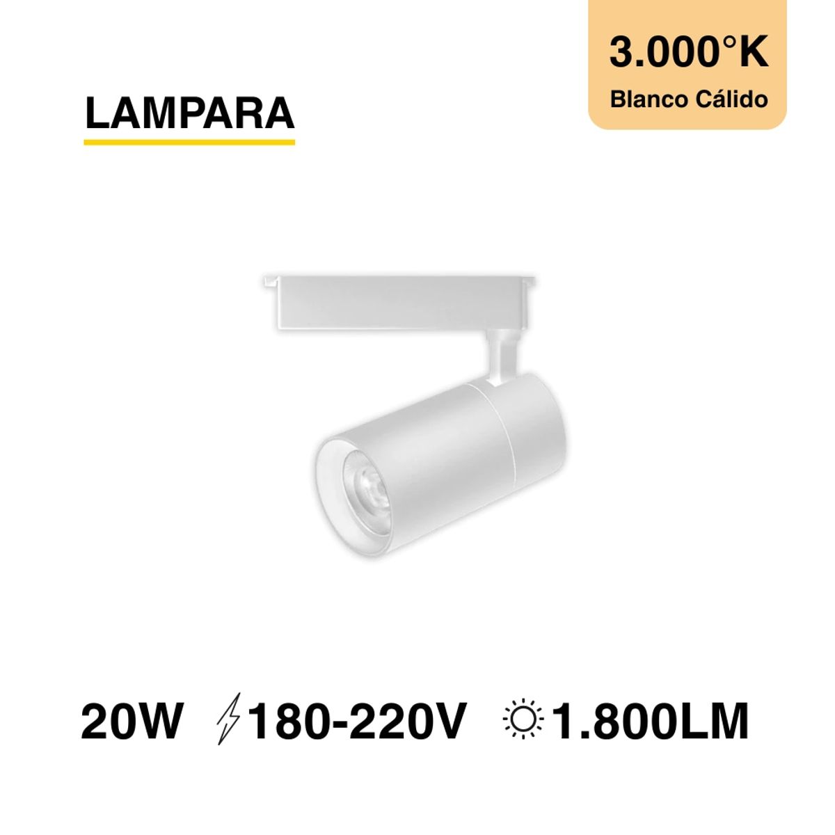 DEMASLED - Lámpara LED Track Light de 6x135cm 20W 1800lm Blanco Cálido 220V