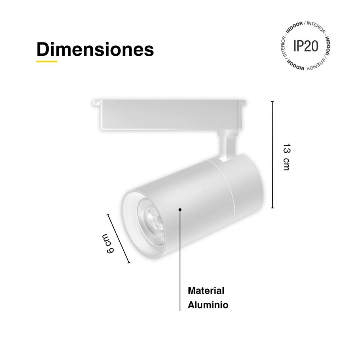 DEMASLED - Lámpara LED Track Light de 6x135cm 20W 1800lm Blanco Cálido 220V