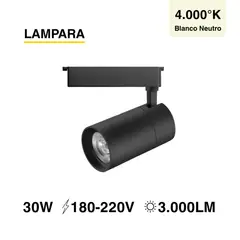 DEMASLED - Lámpara LED Track Light de 8x15cm 30W 3000lm Blanco Neutro 220V