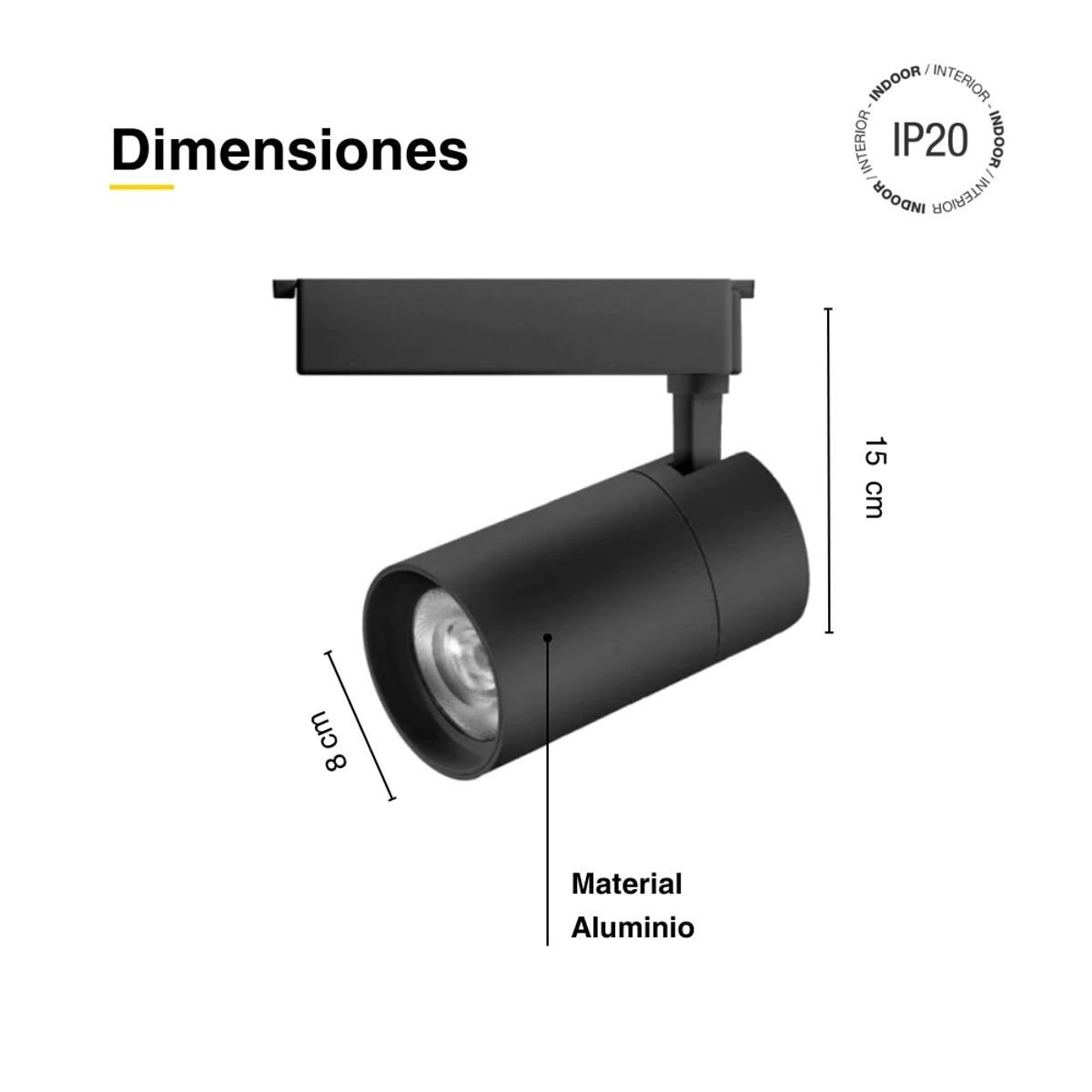 Lámpara LED Track Light de 8x15cm 30W 3000lm Blanco Cálido 220V, marca DEMASLED - Foto 2