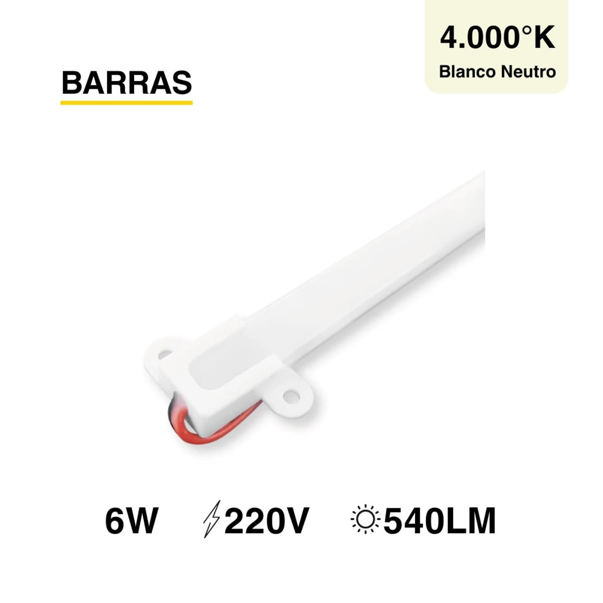 Barra Rígida LED SMD2835 220V 6W Blanco Neutro 540lm 72 LEDs 40cm, marca DEMASLED - Foto Principal