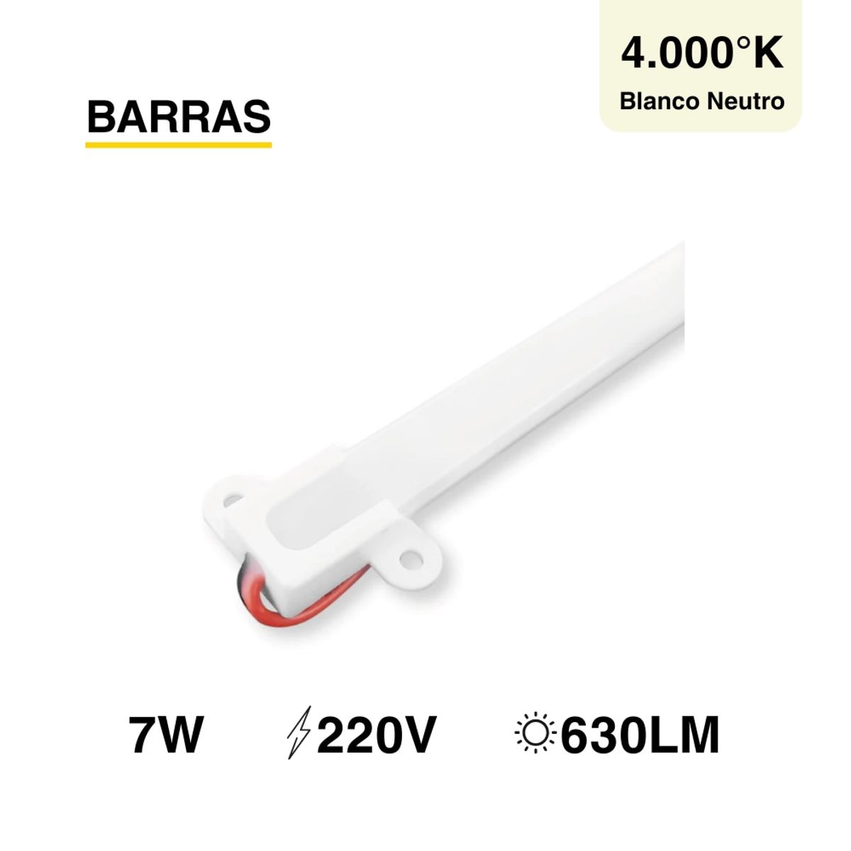 DEMASLED - Barra Rígida LED SMD2835 220V 7W Blanco Neutro 630lm 72 LEDs 80cm