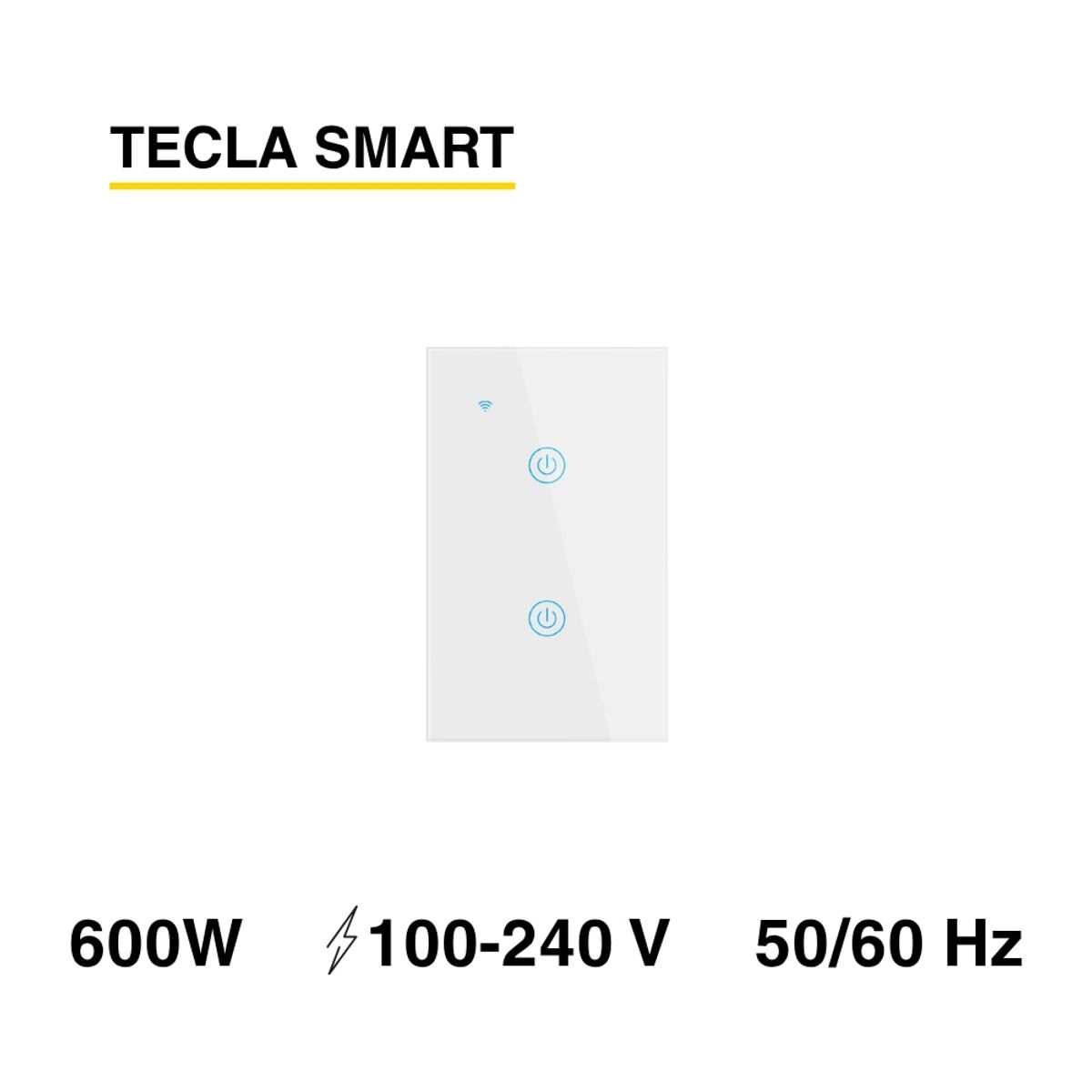 DEMASLED - Tecla Smart de Muro Táctil 2 Canales 600W Blanco