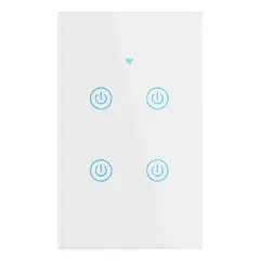 DEMASLED - Tecla Smart de Muro Táctil 4 Canales 600W Blanco