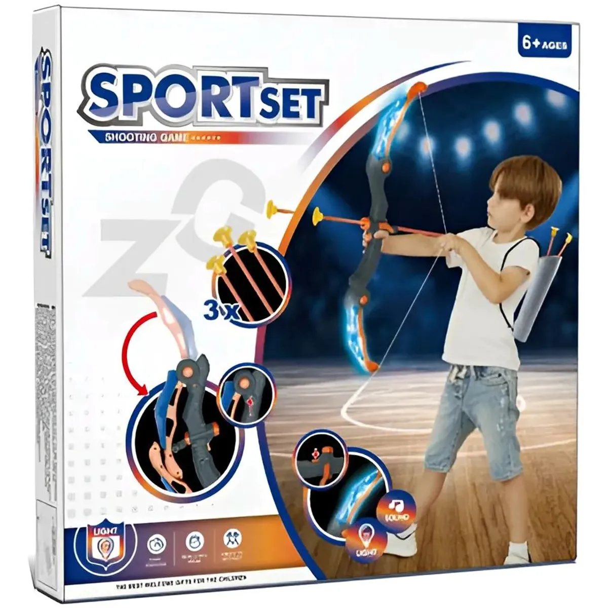 GENERICO - Set Deportivo de Arco y Flecha Luminoso con Ventosa Azul
