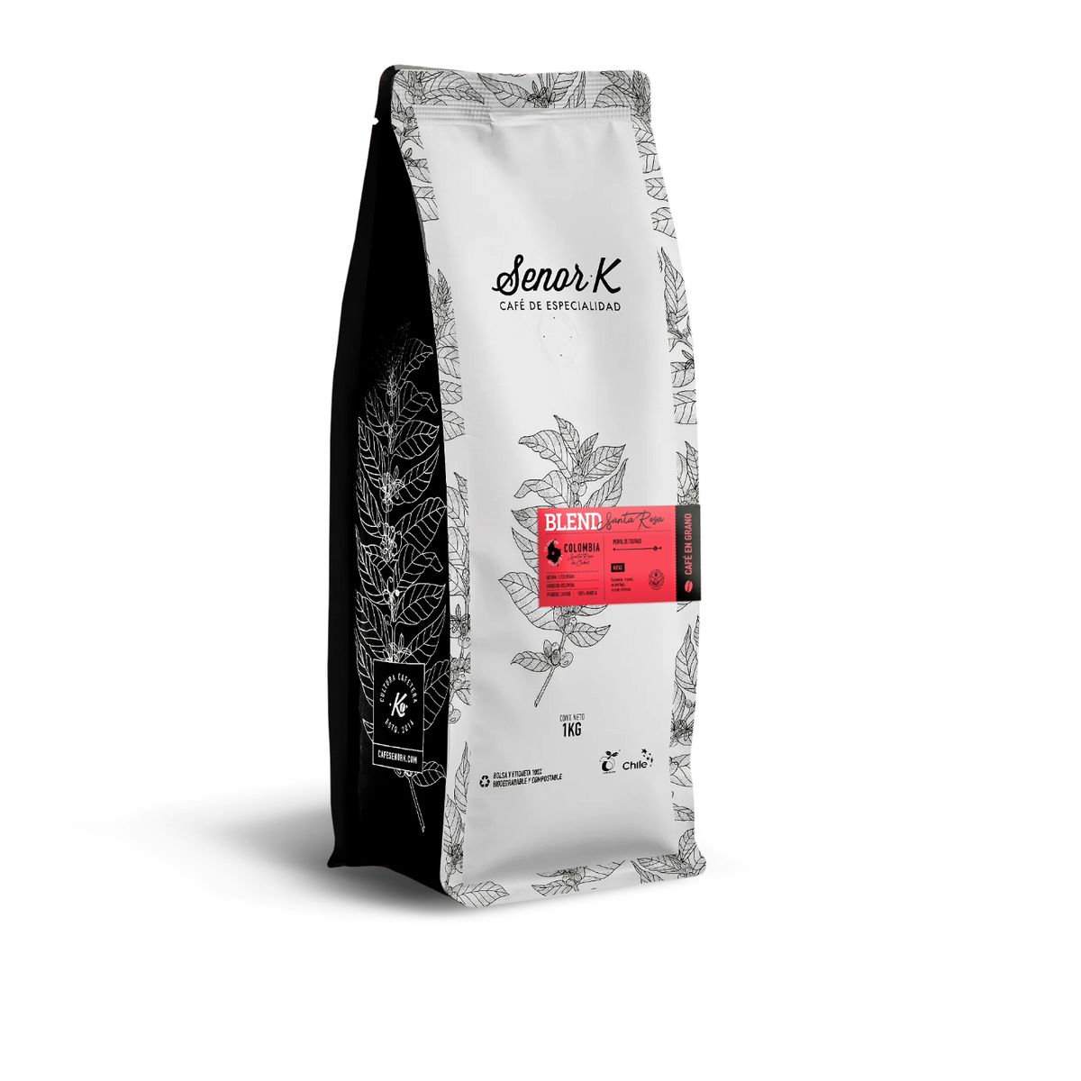 SEÑOR K - Blend Colombia Sta Rosa Grano Entero Bolsa 1 Kg Café Señor K