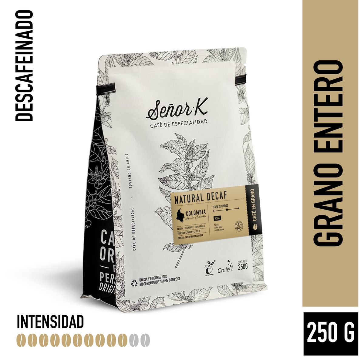 SEÑOR K - Café Descafeinado Grano Entero Señor K Colombia Natural 250g