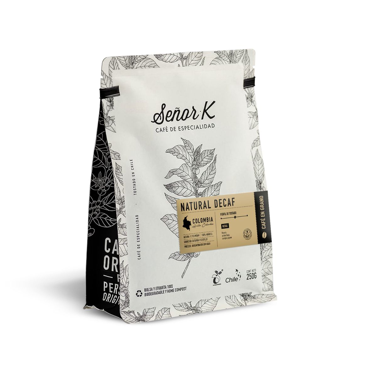 SEÑOR K - Café Descafeinado Grano Entero Señor K Colombia Natural 250g