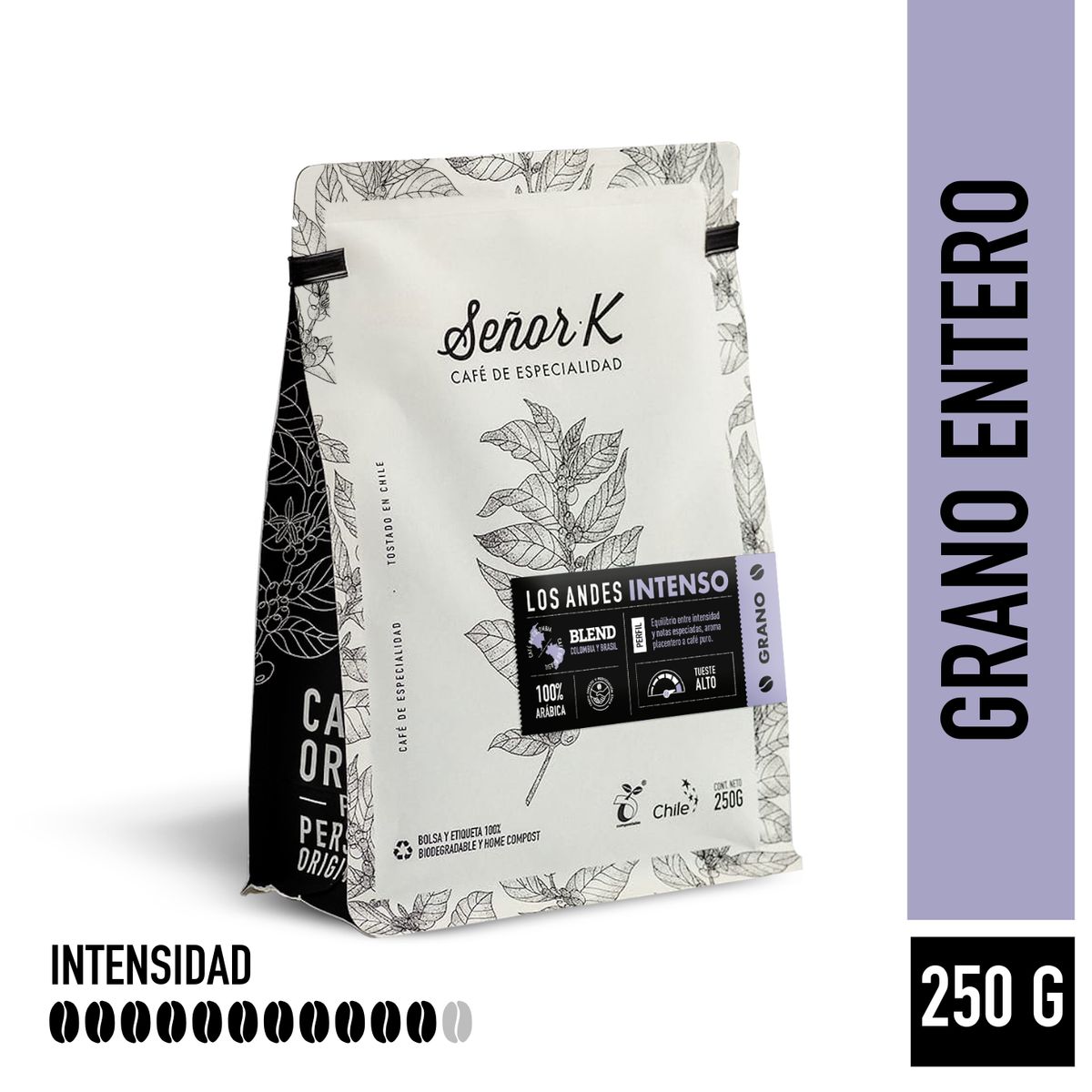 SEÑOR K - Café Grano Entero Tueste Intenso Señor K Los Andes 250g
