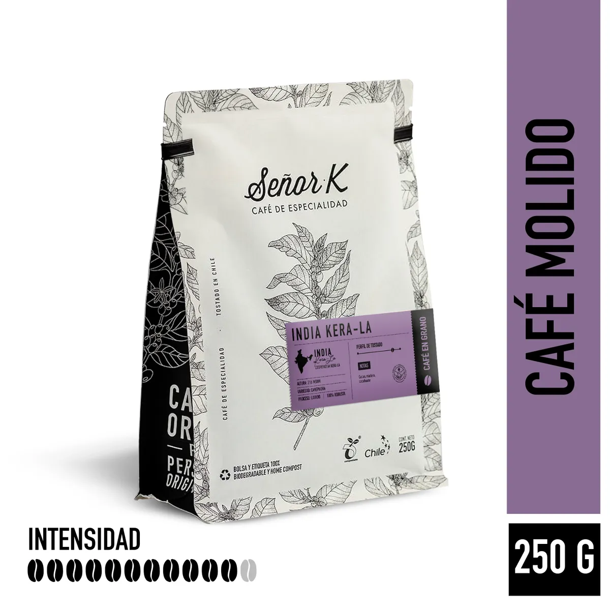 SEÑOR K - Café Molido 100% Robusta Señor K India Kerala 250g