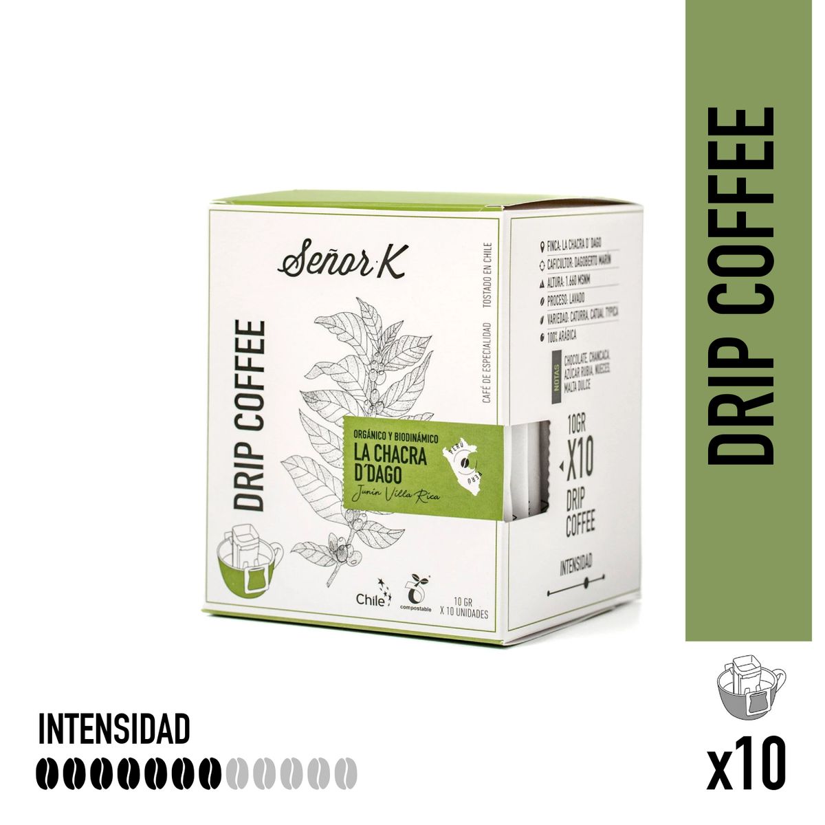 SEÑOR K - Drip Café Orgánico Perú Chacra Ddago 10 Unidades Señor K