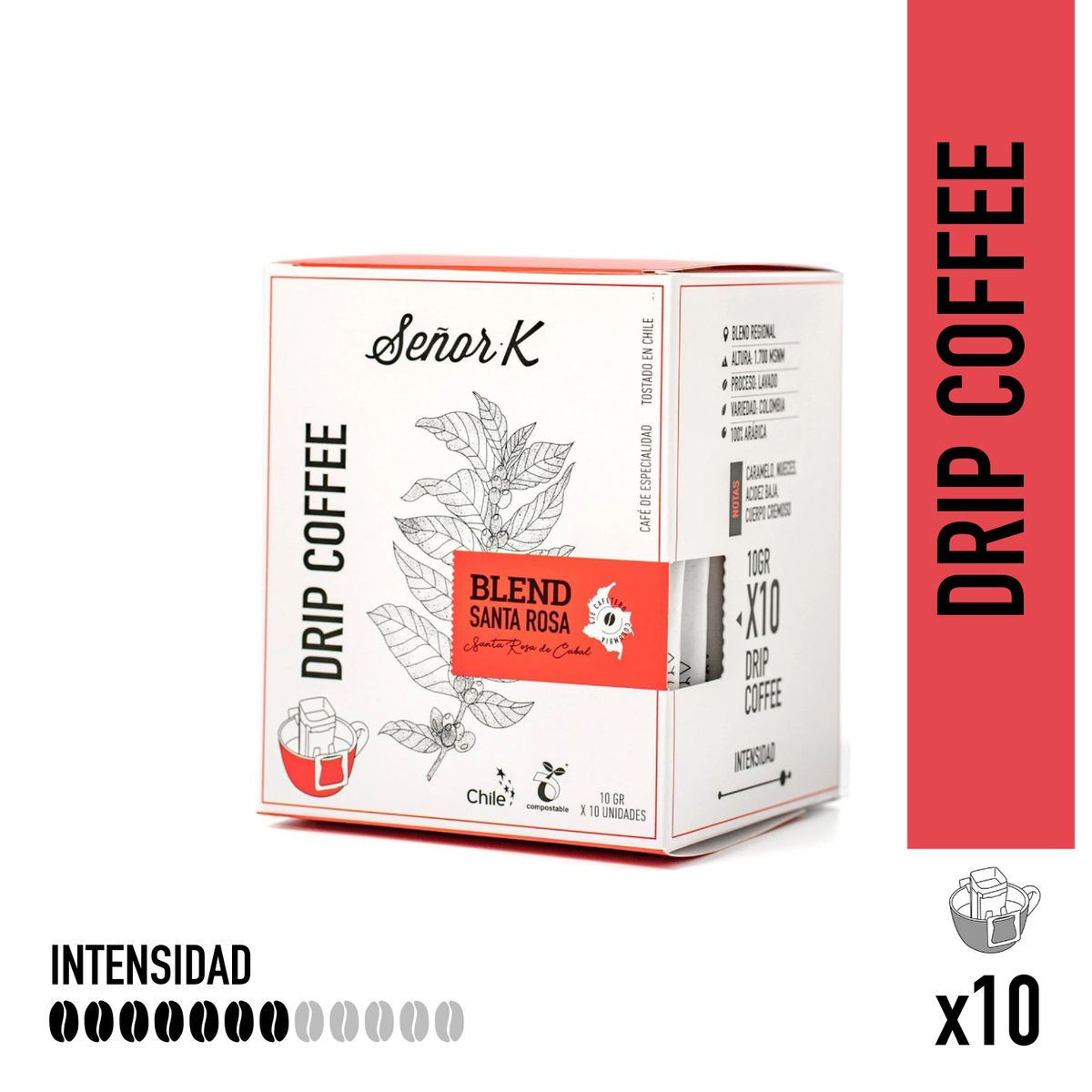 SEÑOR K - Drip Café Señor K Colombia Blend Santa Rosa 10 Unidades Tueste Medio Señor K