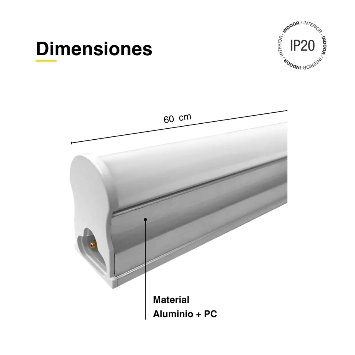 DEMASLED - Tubo LED T5 frío 6500K 650lm 165-265V 9W Conexión 2 lados 60cm
