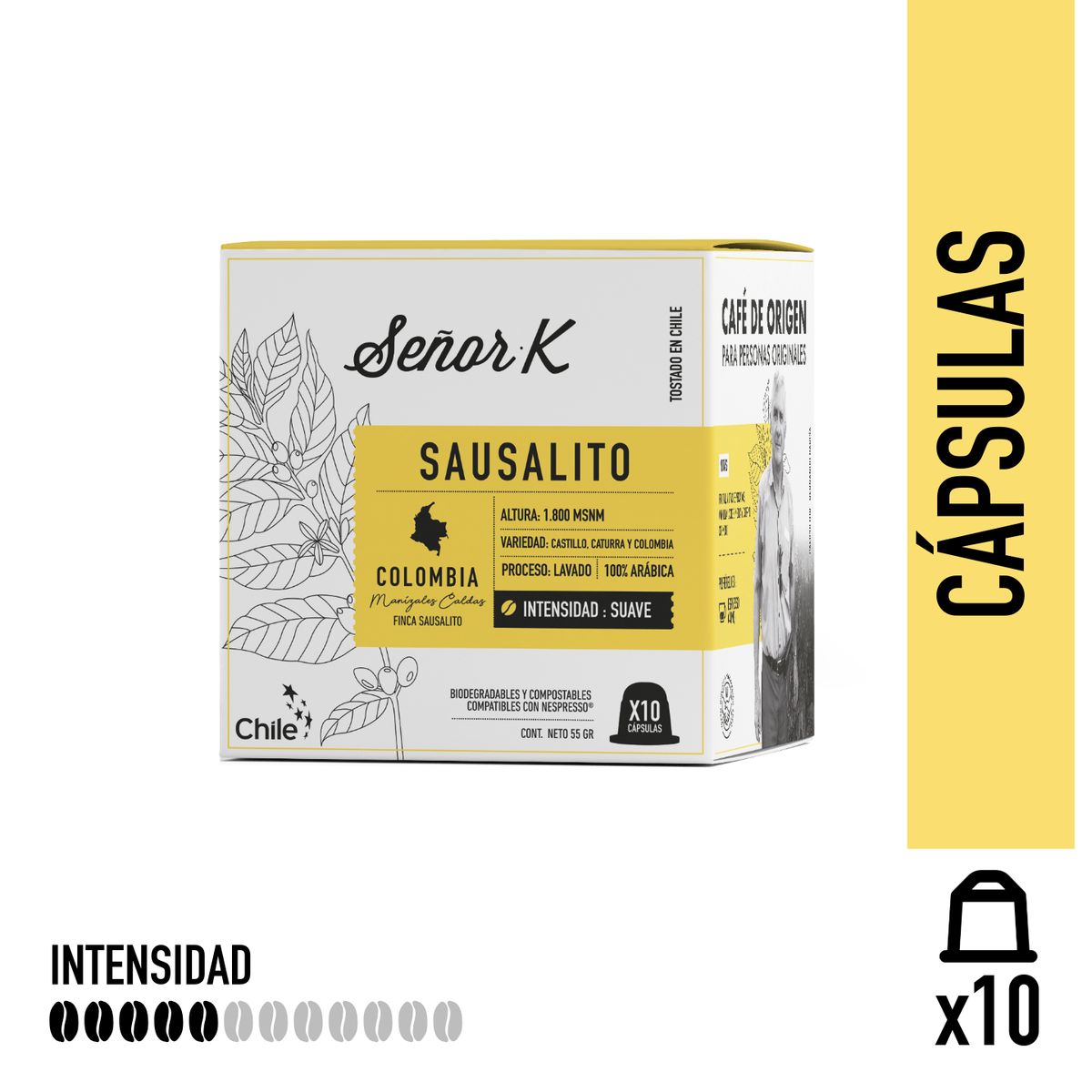 SEÑOR K - Cápsulas Espresso Colombia Sausalito Señor K 10 Unidades