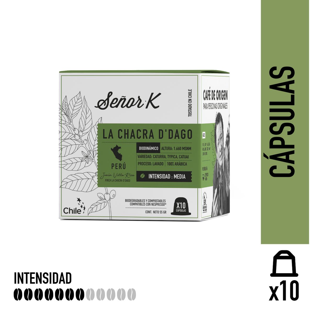 SEÑOR K - Cápsulas Espresso Orgánico Perú Chacra Señor K 10 Unidades