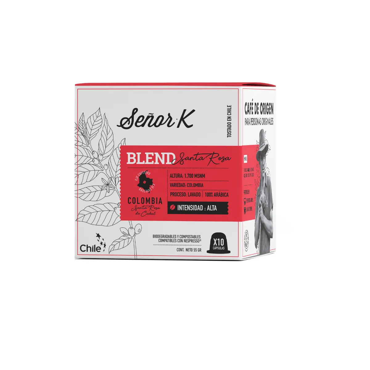 SEÑOR K - Cápsulas Espresso Colombia Santa Rosa Señor K 10 Unidades