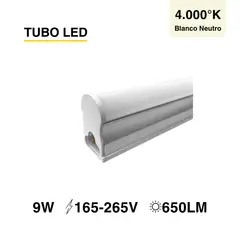 DEMASLED - Tubo LED T5 Neutral 4000K 650lm 165-265V 9W Conexión 2 lados 60cm