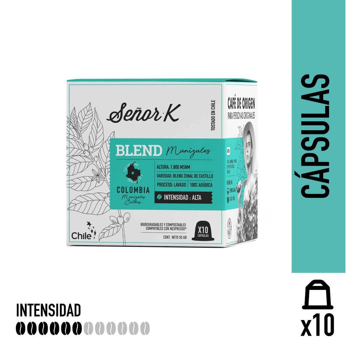 SEÑOR K - Cápsulas Espresso Colombia Manizales Señor K 10 Unidades