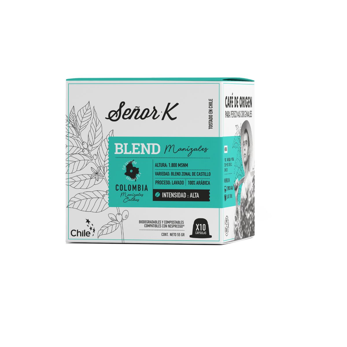 SEÑOR K - Cápsulas Espresso Colombia Manizales Señor K 10 Unidades