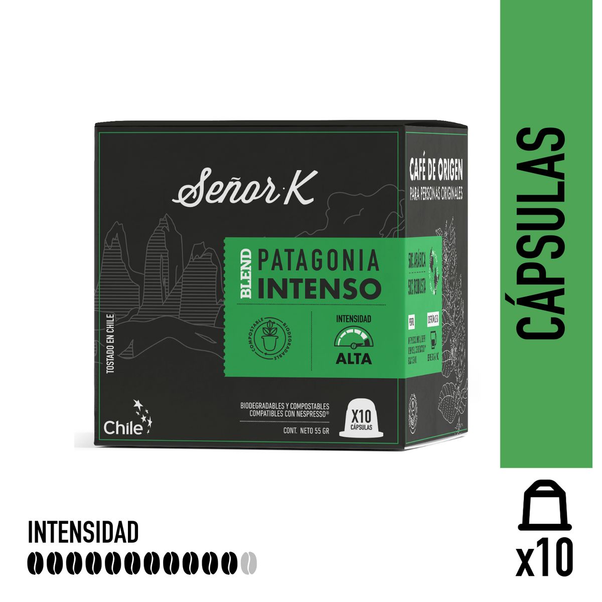 SEÑOR K - Cápsulas Espresso Intenso Señor K Patagonia 10 Unidades