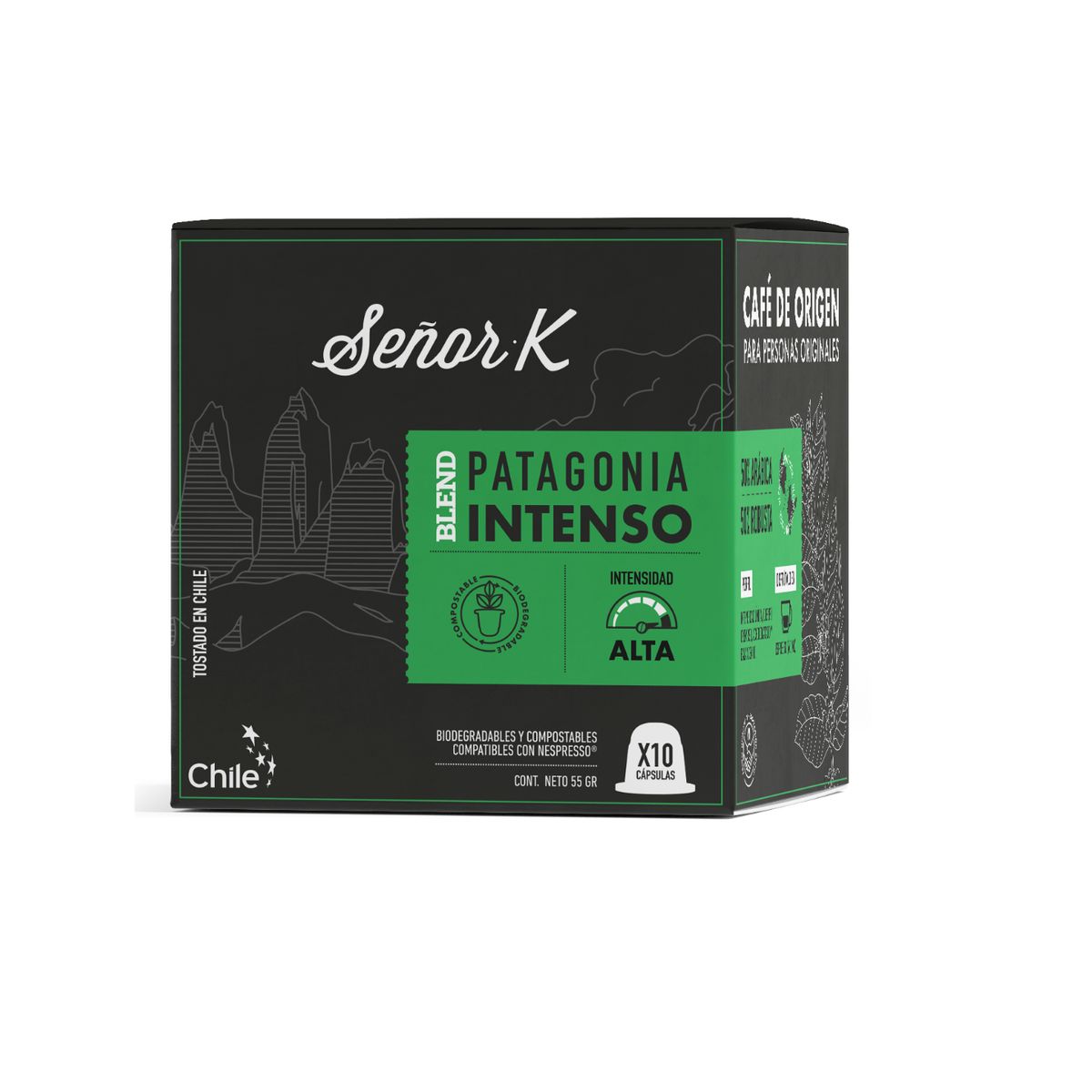 SEÑOR K - Cápsulas Espresso Intenso Señor K Patagonia 10 Unidades
