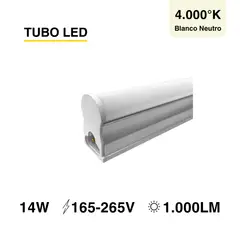 DEMASLED - Tubo LED T5 Neutro 4000K 1000lm 165-265V 14W Conexión 2 lados