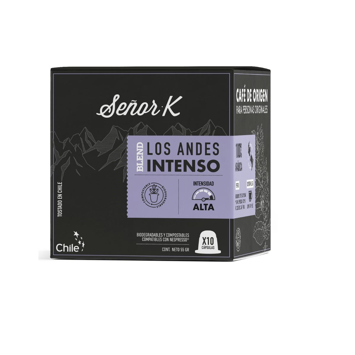 SEÑOR K - Cápsulas Espresso Tueste Intenso Señor K Andes 10 Unidades