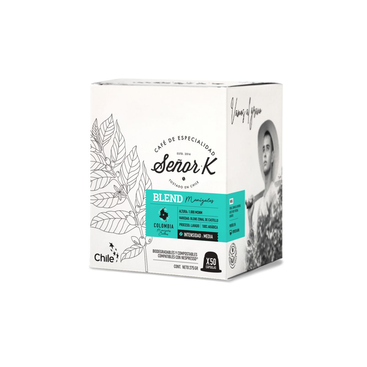 SEÑOR K - Cápsulas Espresso Colombia Manizales Señor K 50 Unidades