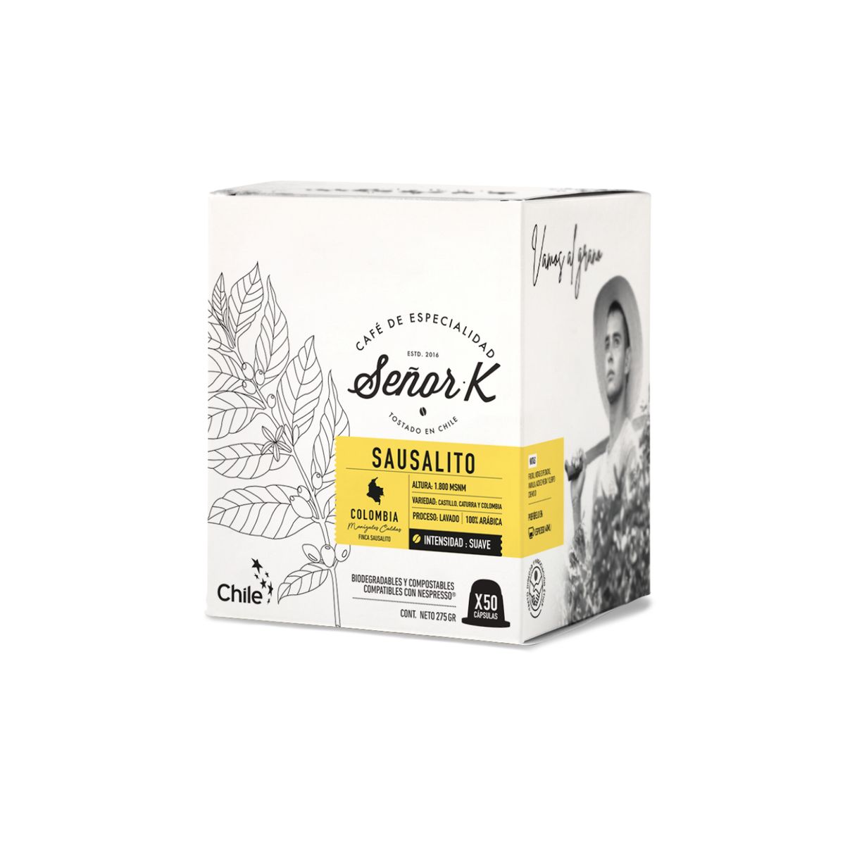 SEÑOR K - Cápsulas Espresso Colombia Sausalito Señor K 50 Unidades