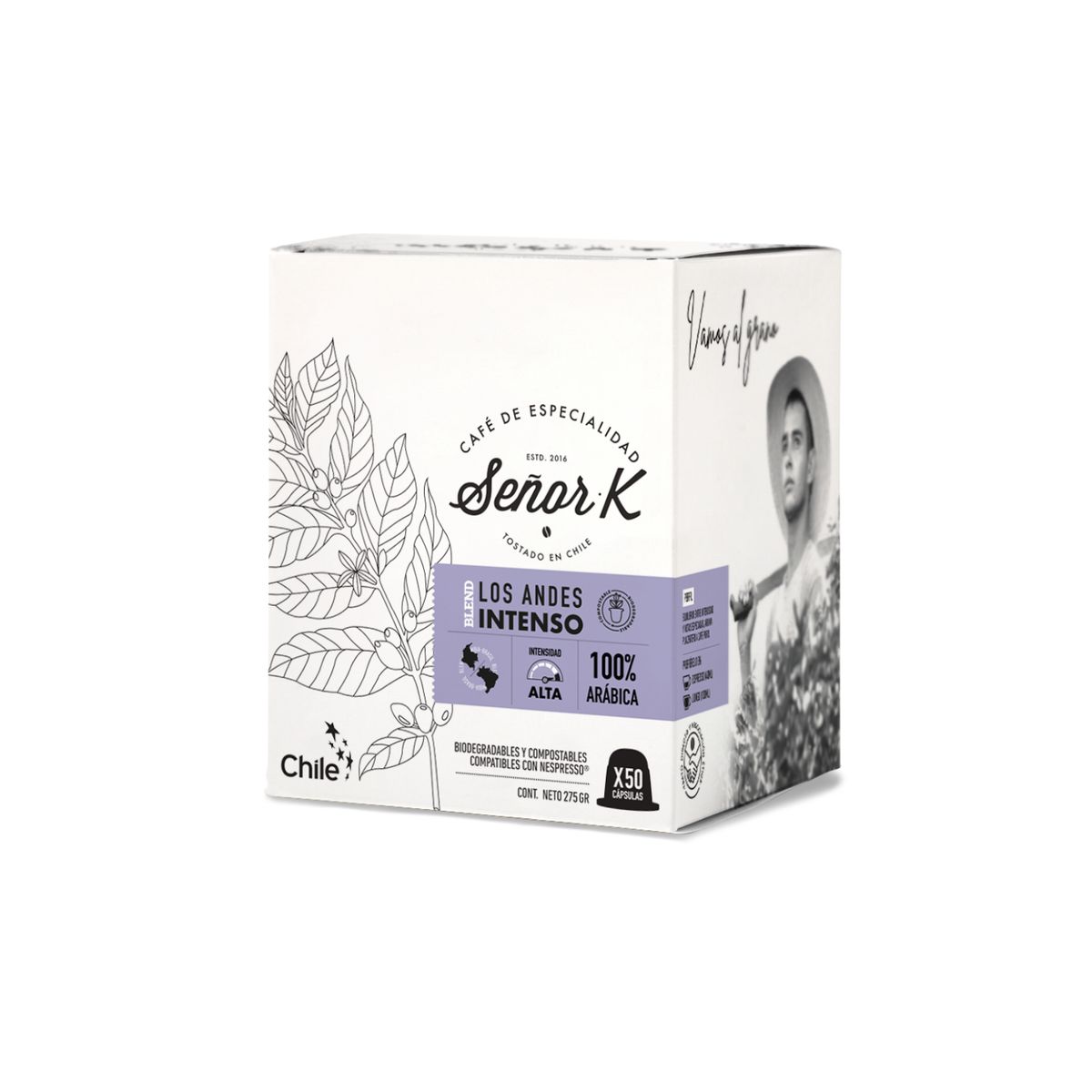 SEÑOR K - Cápsulas Espresso Tueste Intenso Señor K Andes 50 Unidades