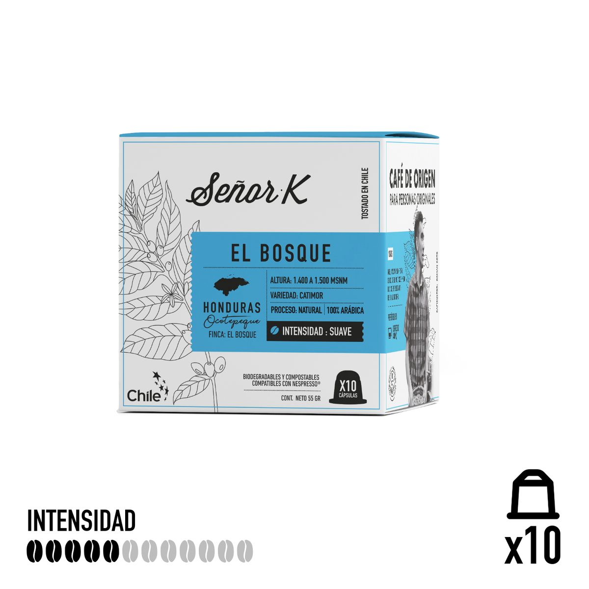 SEÑOR K - Cápsulas Espresso Tueste Suave El Bosque Señor K 10 Unidades