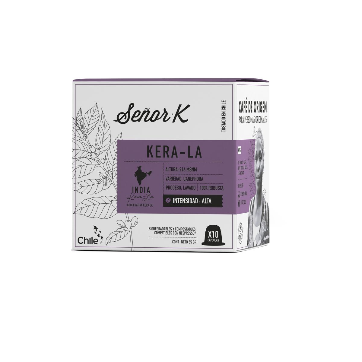 SEÑOR K - Cápsulas Espresso 100% Robusta India Kera La Café Señor K