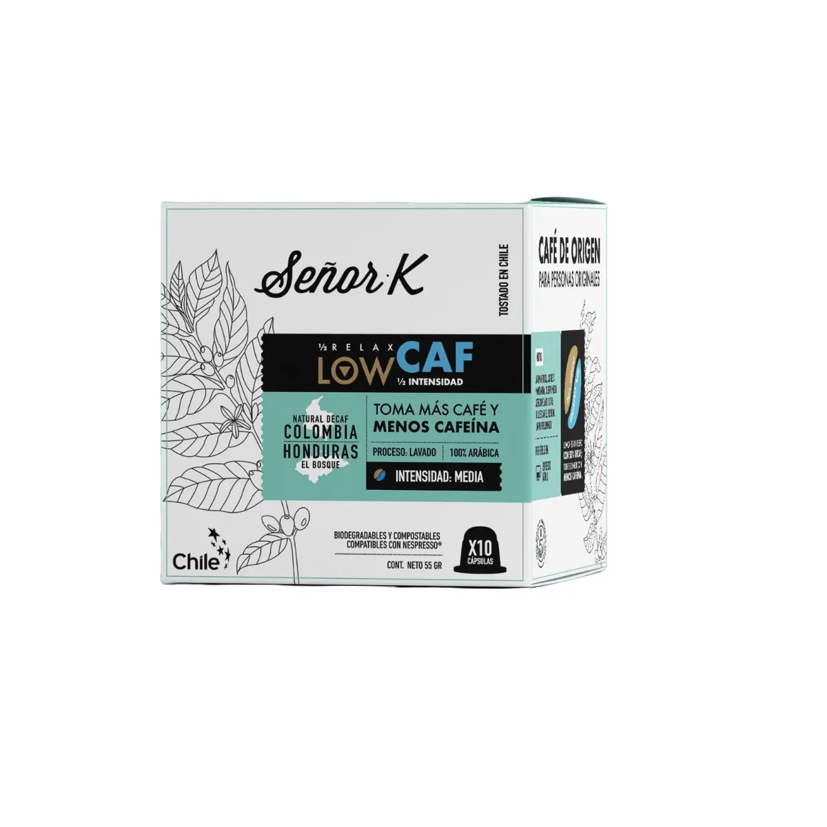 SEÑOR K - Cápsulas Para Espresso Tueste Suave Lowcaf Señor K 10 Unidades